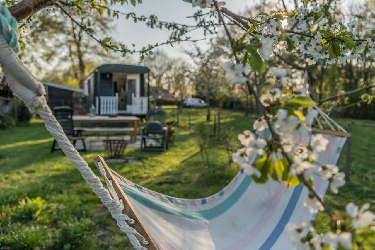 Pipowagen Elsebein Groningen Westerwolde Unieke Ligging Met Eigen Tuin En Vrij Uitzicht Over Veld Naar Natuurgebied Onstwedde 外观 照片